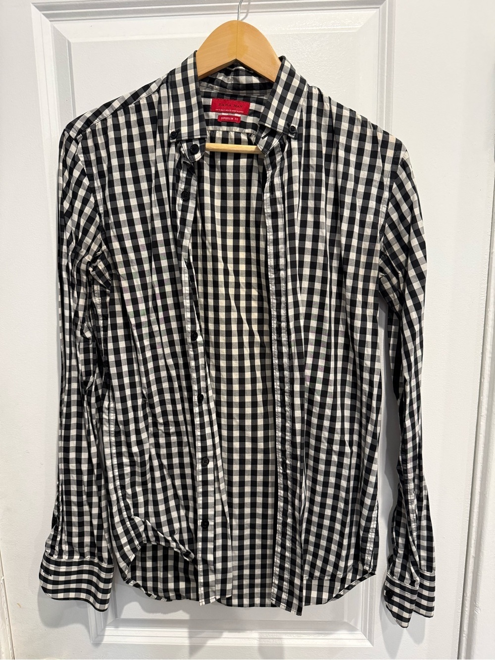 Zara Black & White Gingham Button-Down Shirt